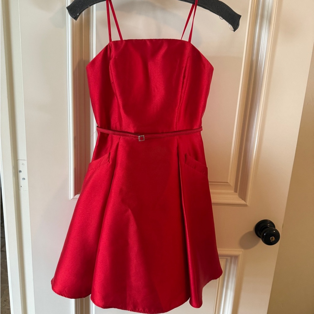 City Triangles Vibrant Red Formal juniors Dress